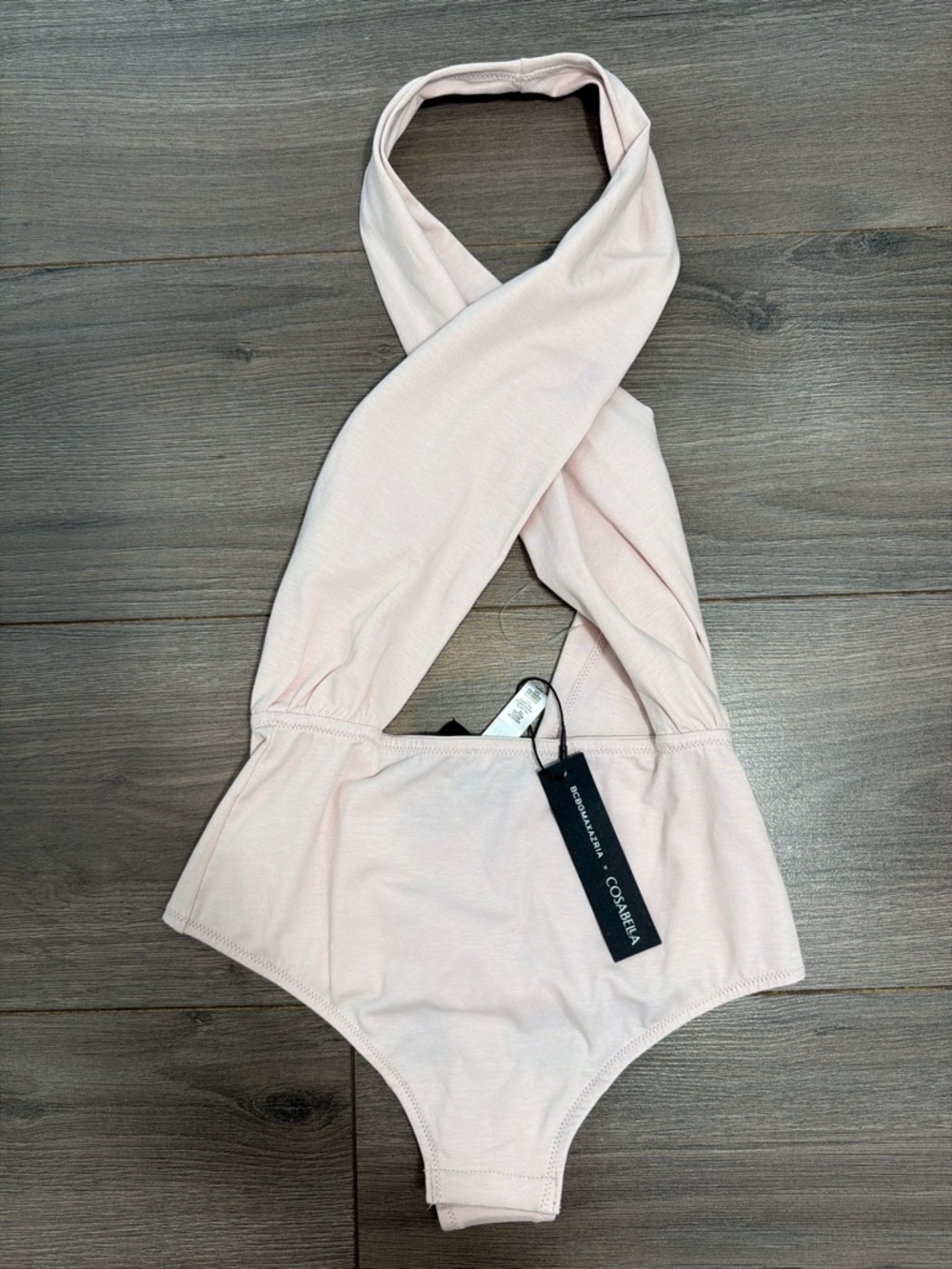 SOLD BCBGMAXAZRIA x COSABELLA pink halter neck one-piece bodysuit